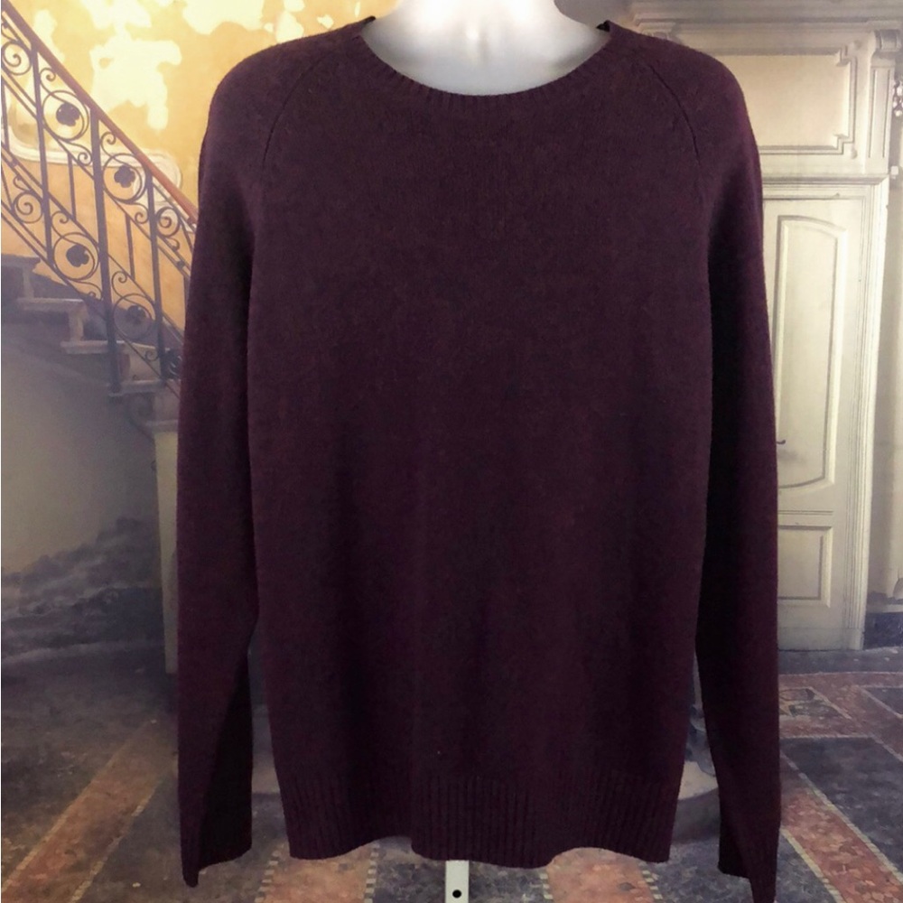 NWOT J. Crew Burgundy Lambs Wool Crewneck Sweater